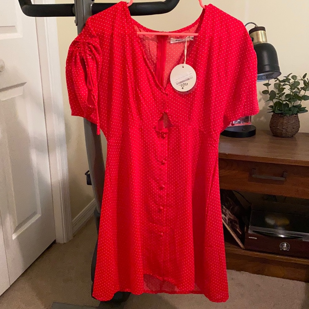 NWT Nastygal Red Polka Dot Dress